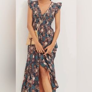 Anthropologie The Peregrine Midi Dress Size Large Petite